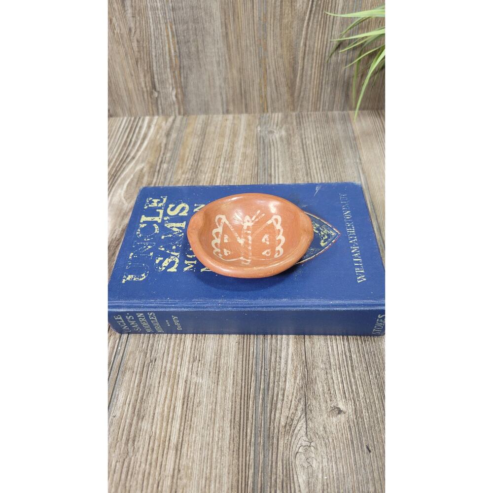Vintage Ashtray Primitive Pottery with Butterfly, Small Catchall